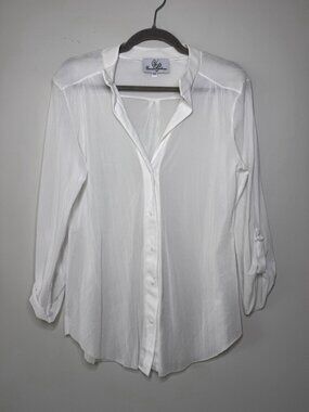 Viviana Gabeiras White Button Down Sheer Long Sleeve Shirt XS USA
